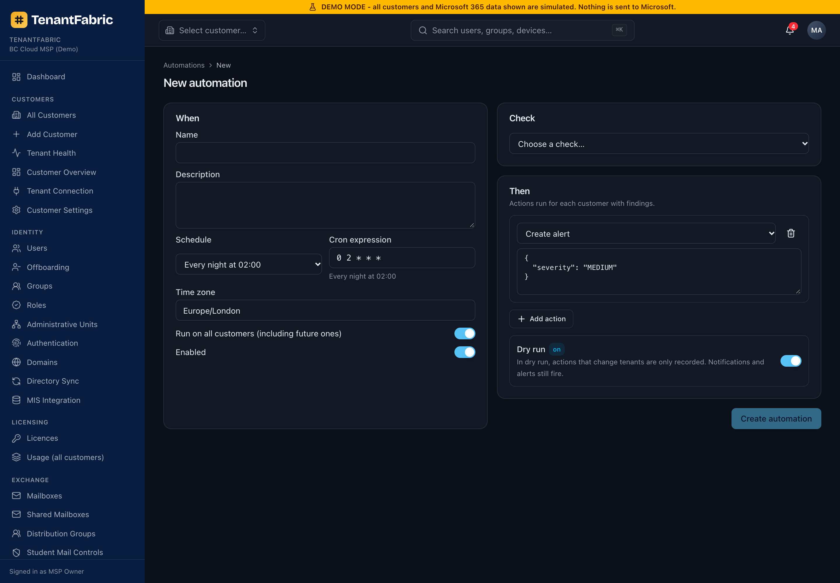 New automation builder