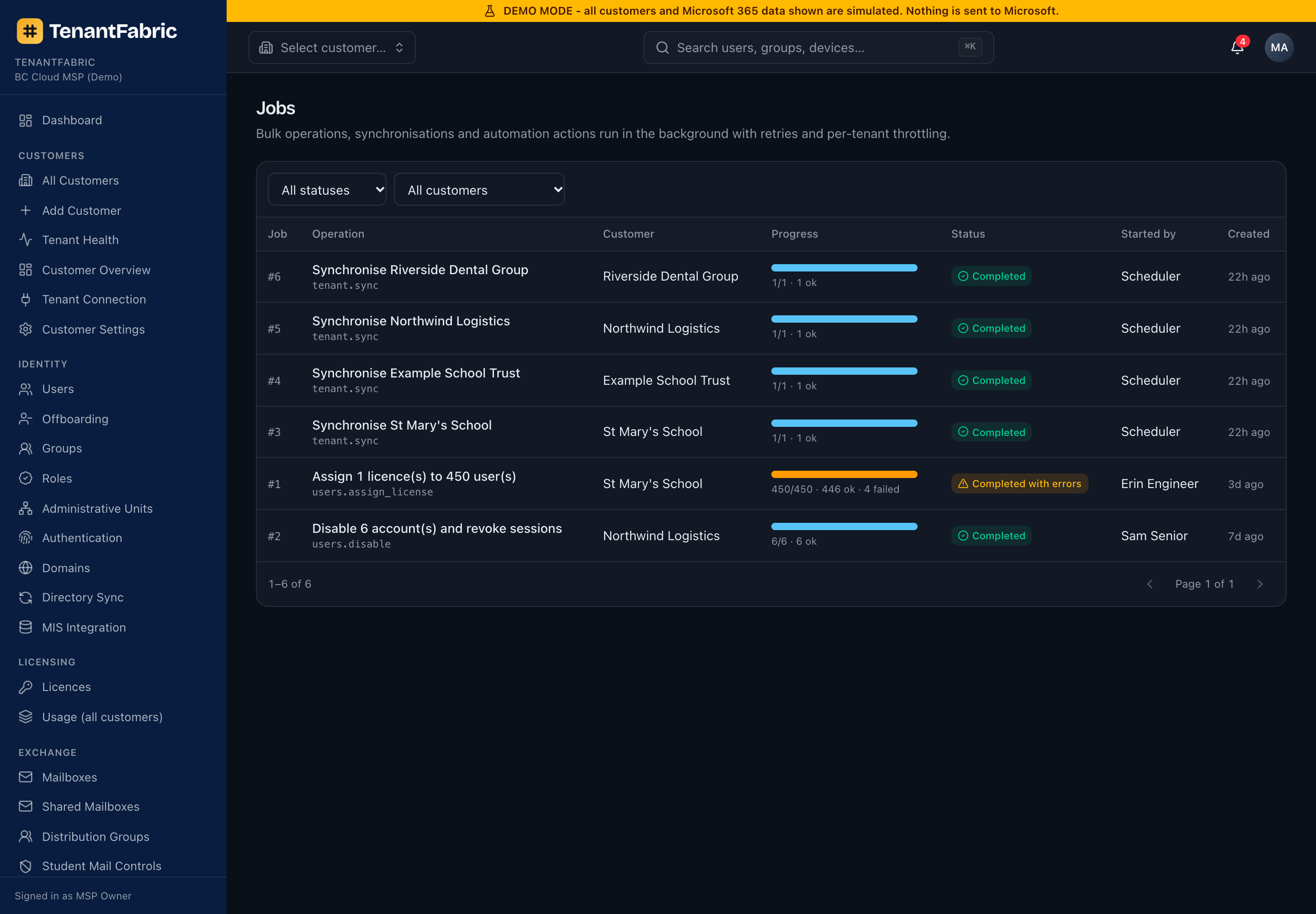 Jobs page
