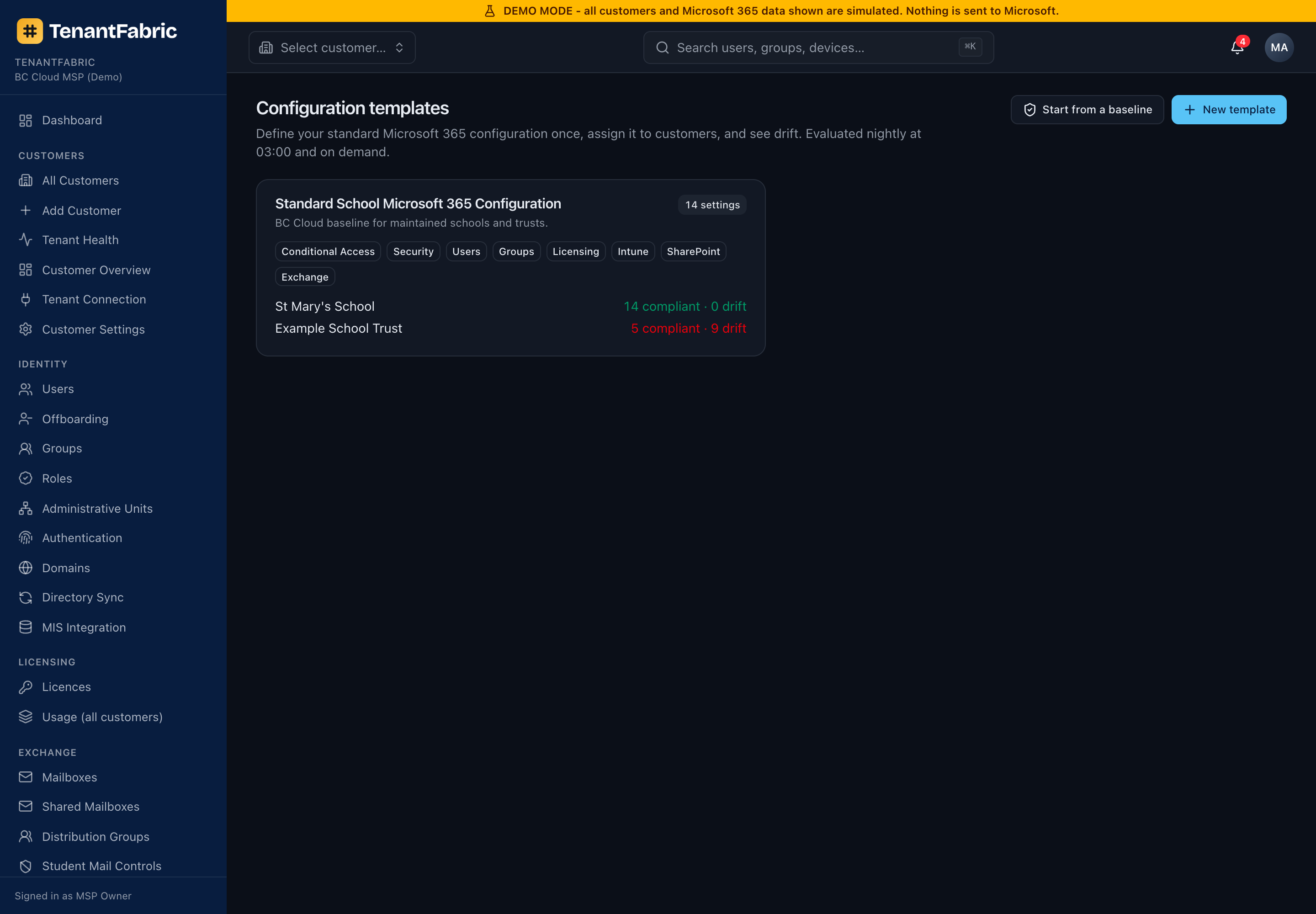 Configuration templates