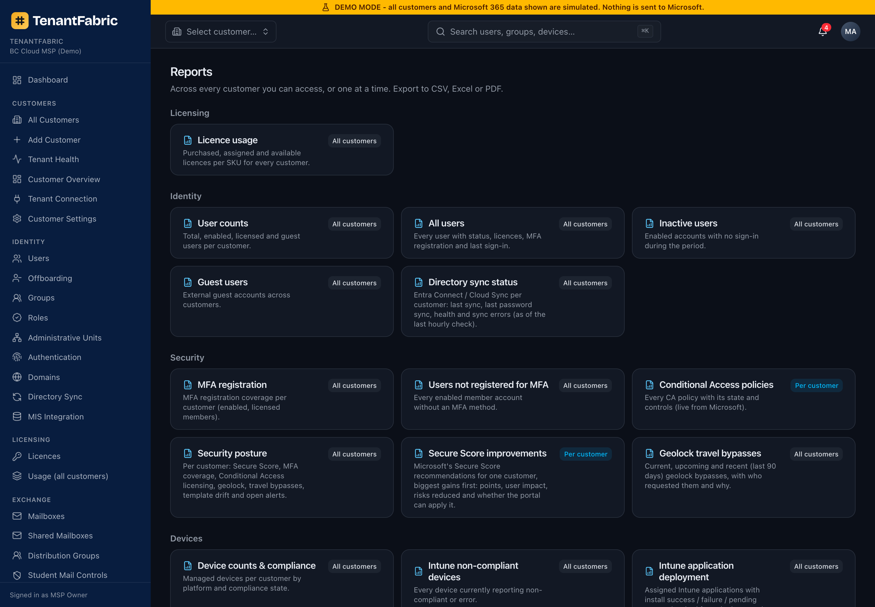 Reports catalogue