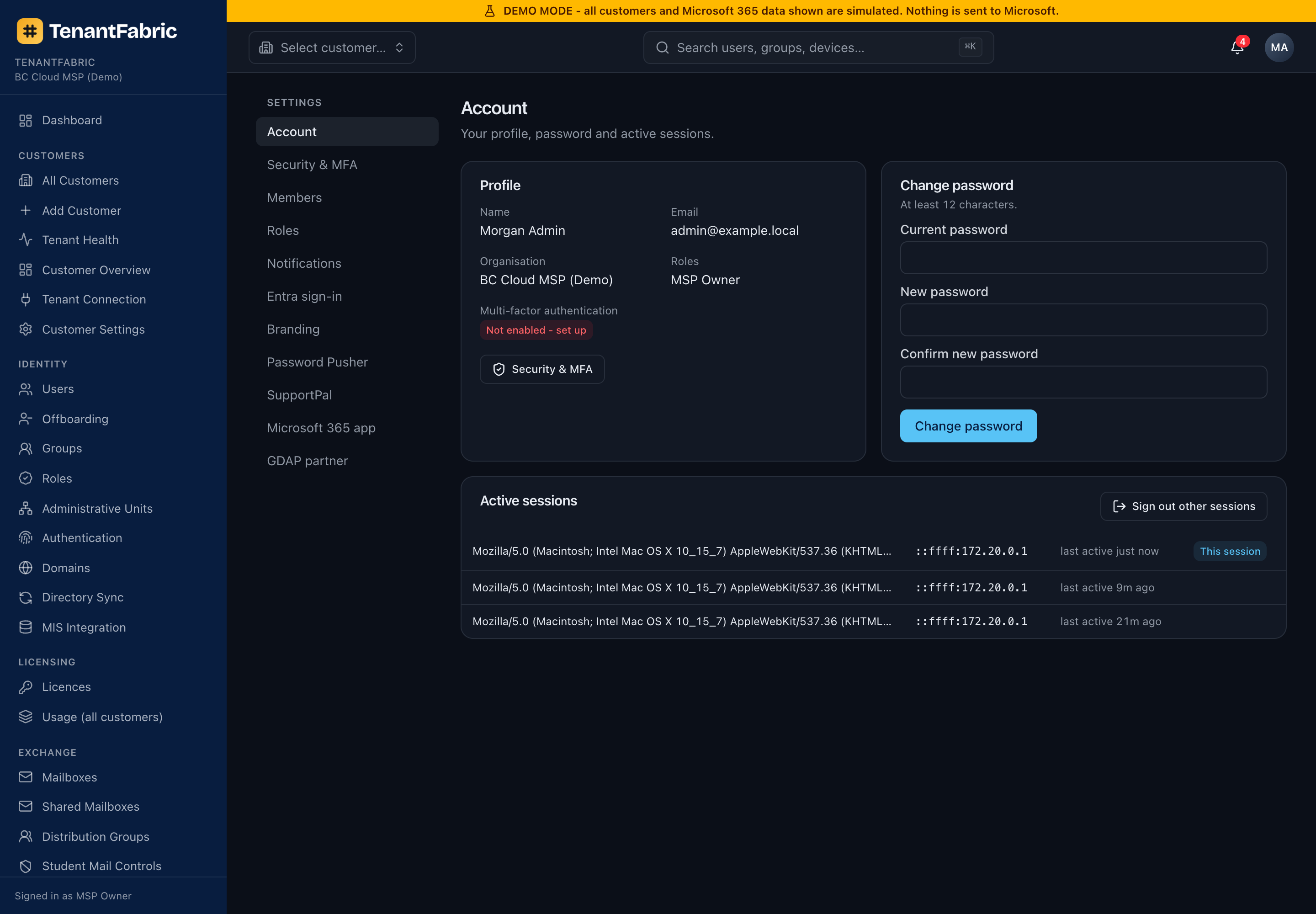 Account settings