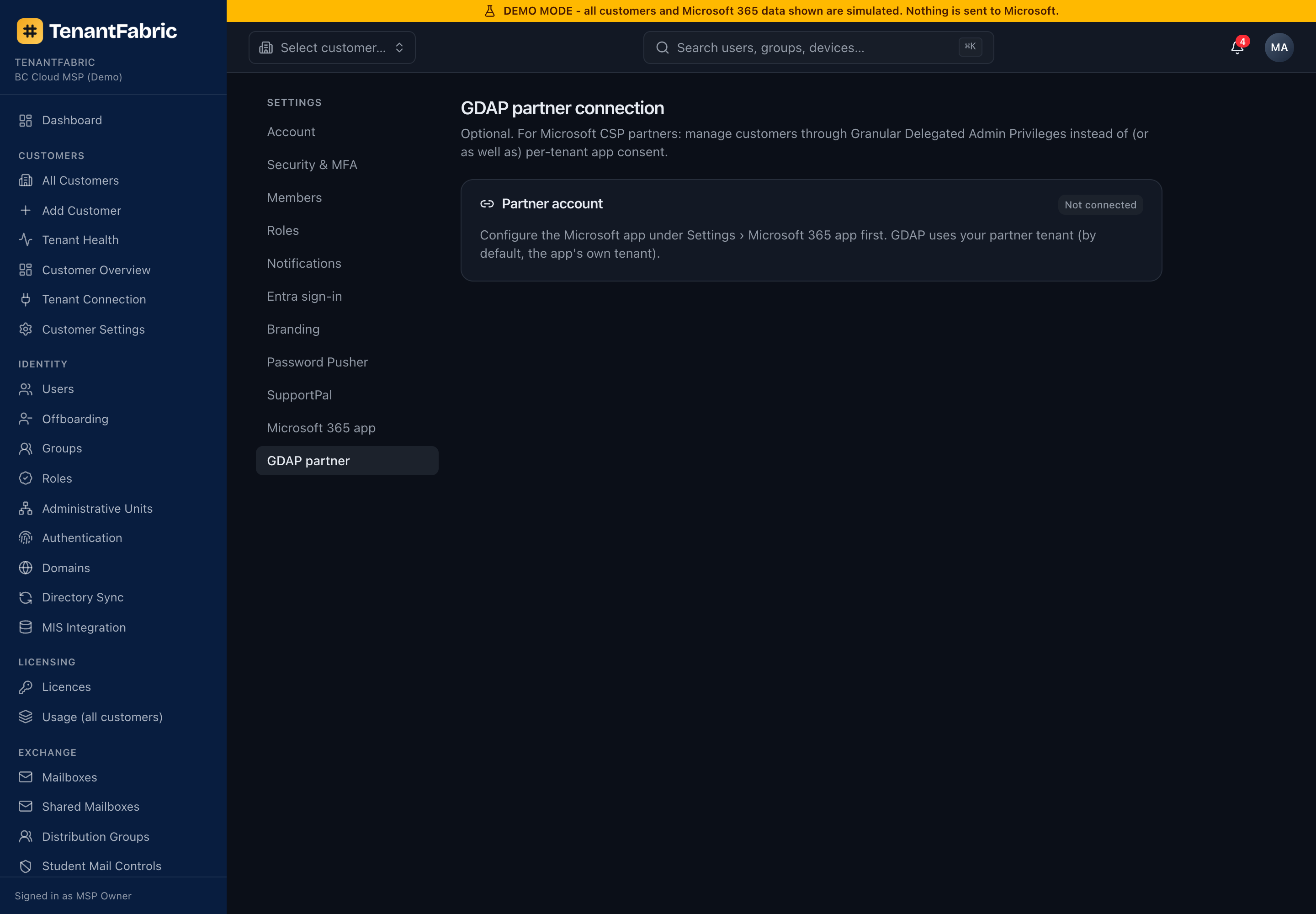 GDAP partner settings