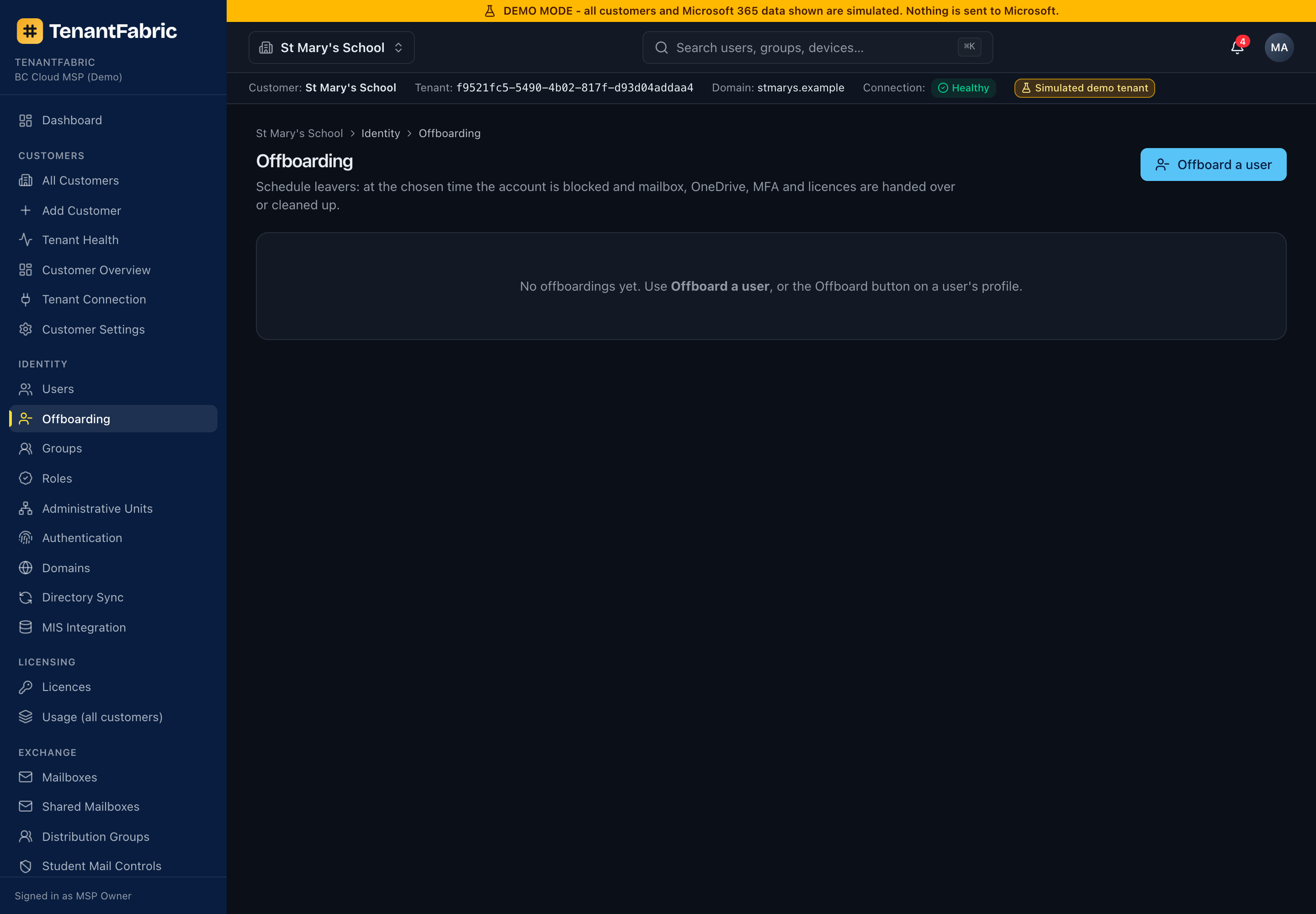 Offboarding page