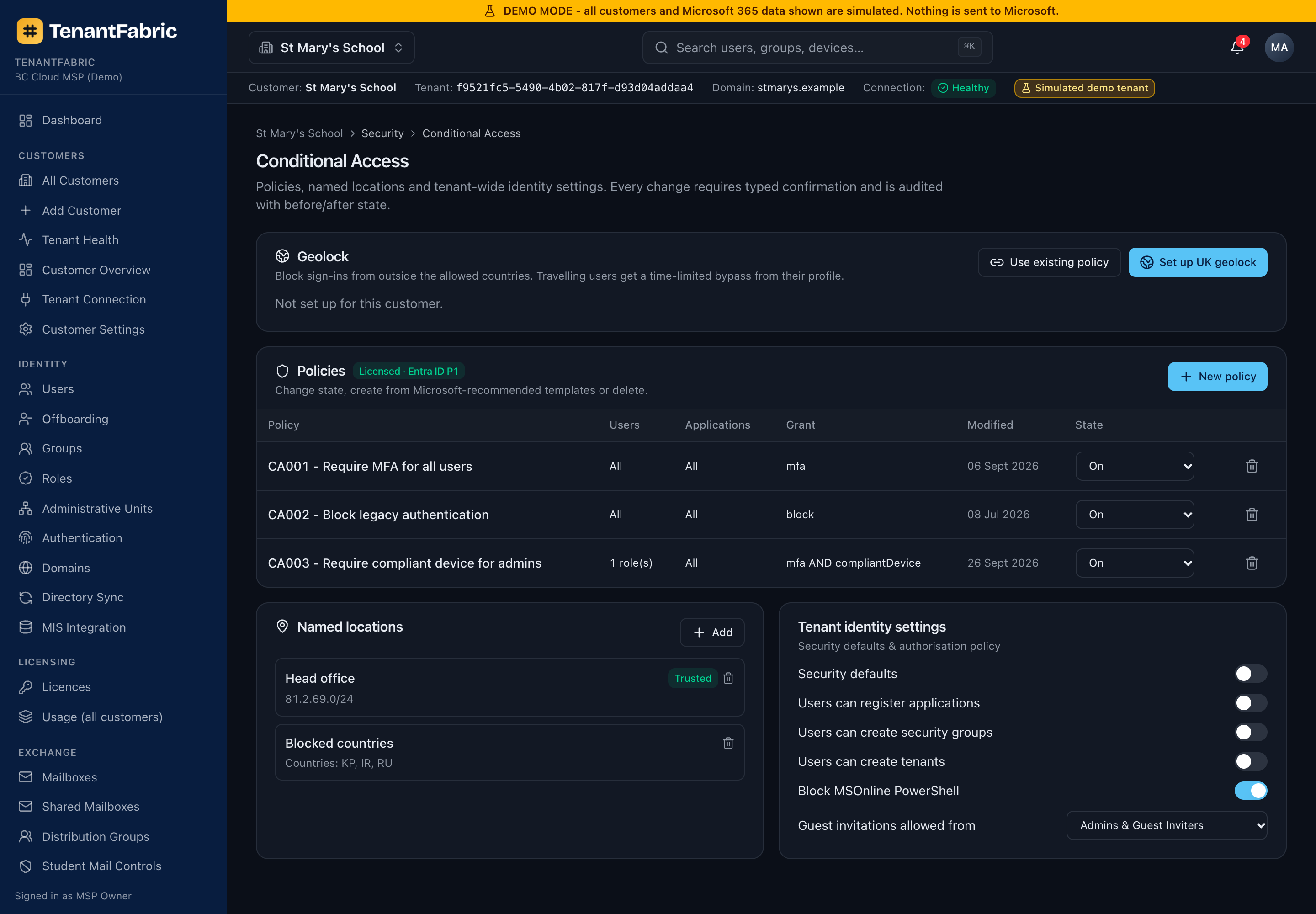 Conditional Access page